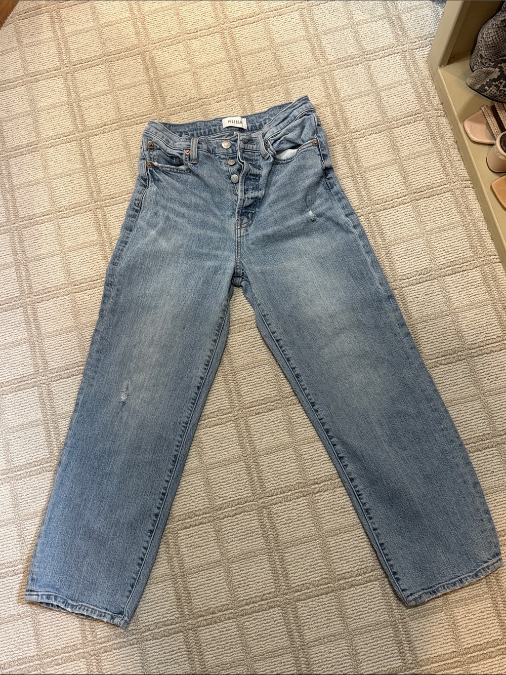 pistola Light Blue Boyfriend Jeans with Button Fly